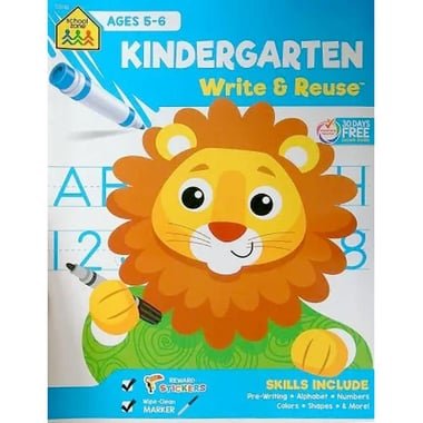 School Zone: Kindergarten Write and Reuse  Ages 5-6 - Activity Book