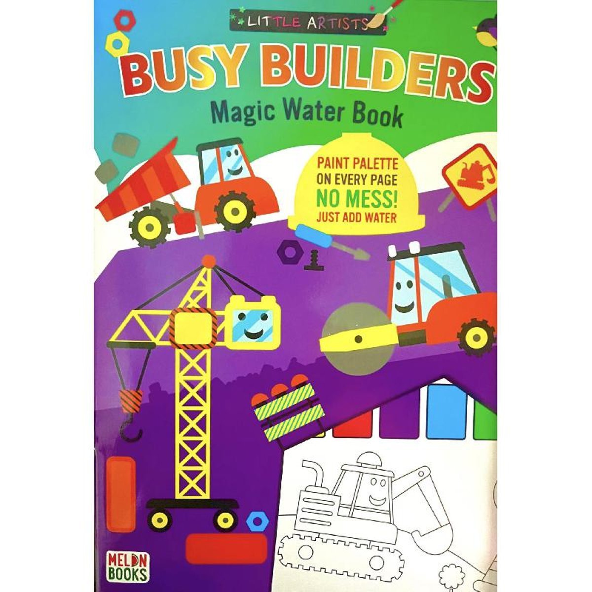 Magic Water Book: Busy Builders (Little Artist) - Paint Palette on Every Paint No Mess! Just Add Water