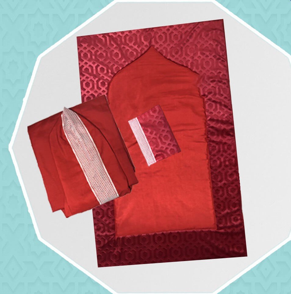 طقم ثوب صلاة لون أحمر